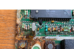 Atari 7800 PCB damage closeup 2